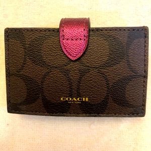 Coach NEW small accordion card holder purple clasp
